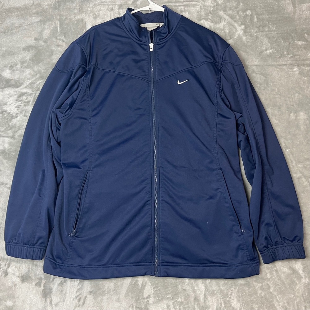 y2k Nike Track Jacket Navy Blue Full Zip Athletic Sportswear Mens XL